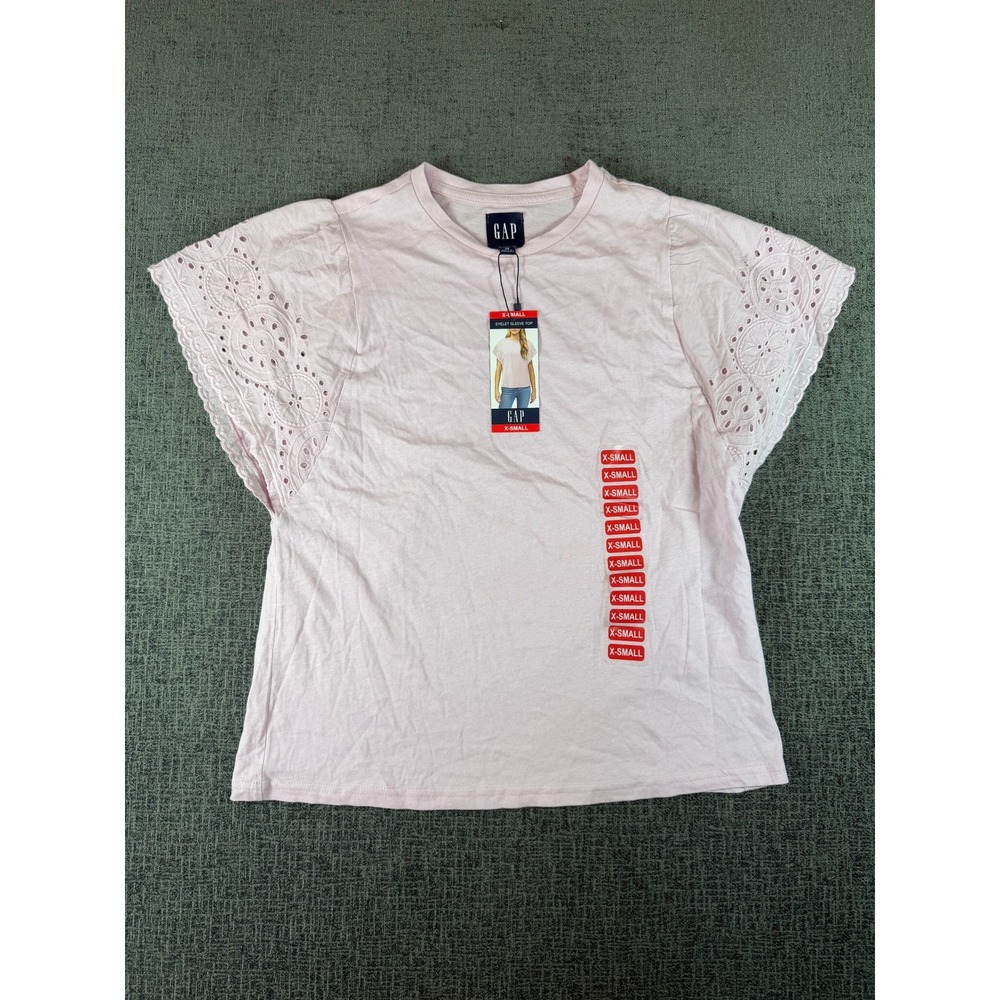 Gap Eyelet Sleeve Top Light Pink Short Sleeve T-Shirt XS NWT